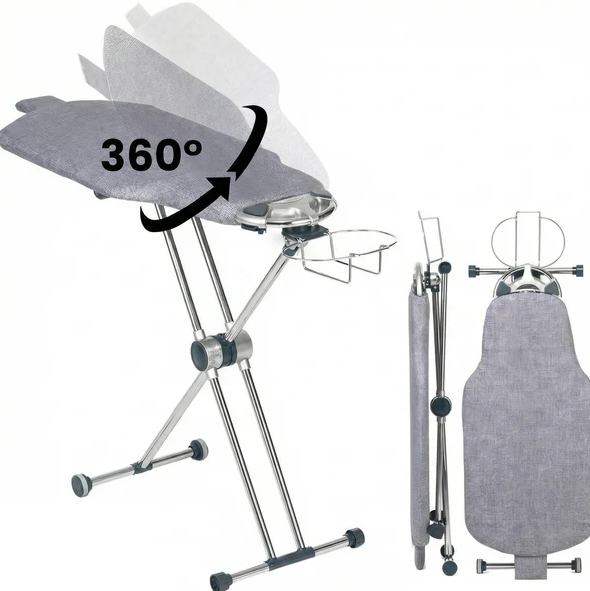 Tábua de Passar Roupas 360° – Giratória, Face Dupla e 8 Níveis de Altura