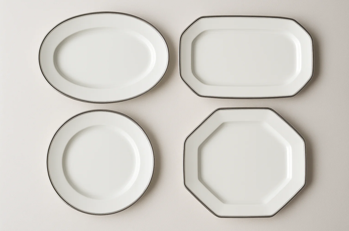 Conjunto 4 Travessas Porcelana Platina - Servir Premium
