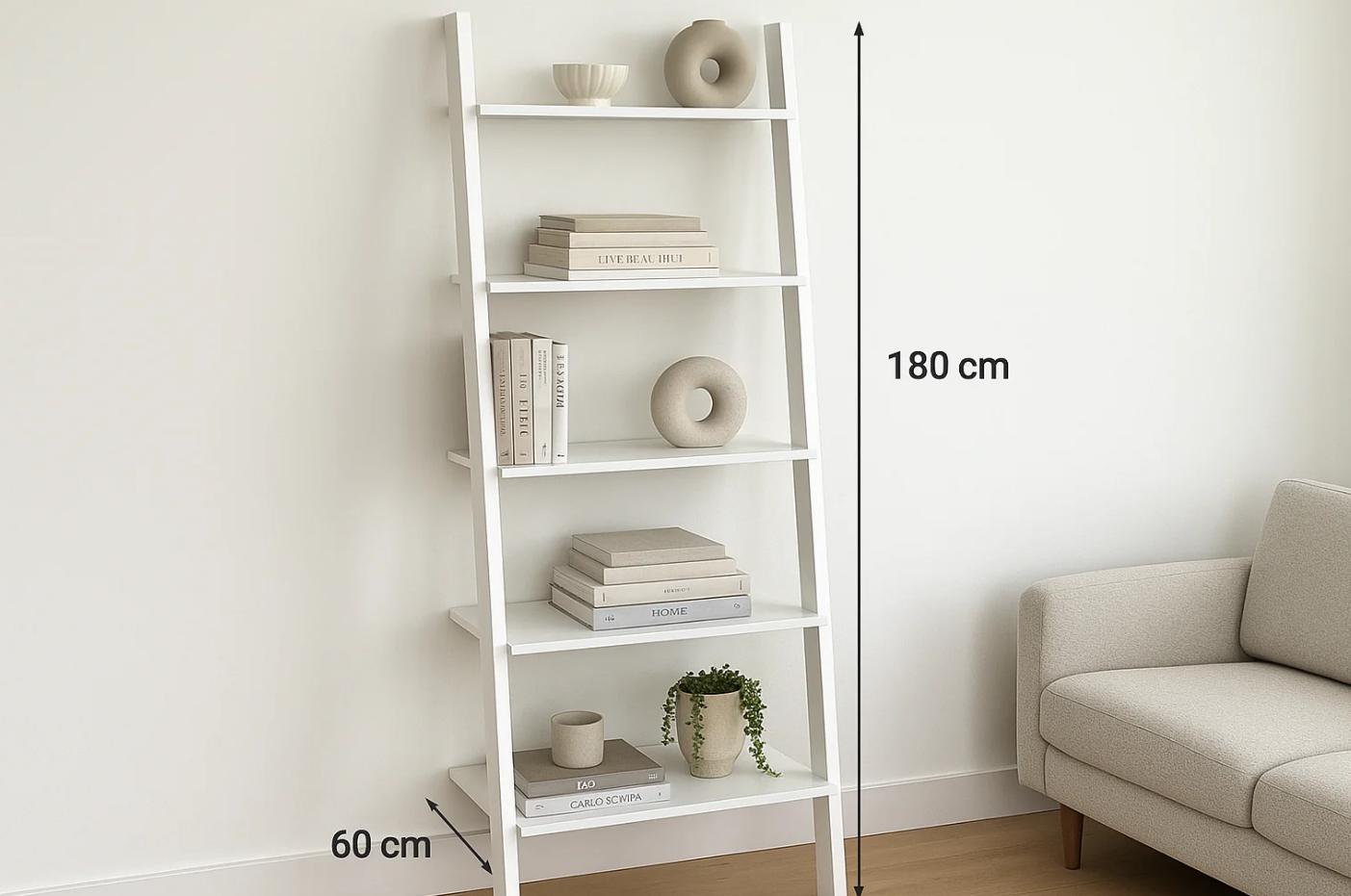 Estante Escada Branca 5 Prateleiras 180cm Madeira